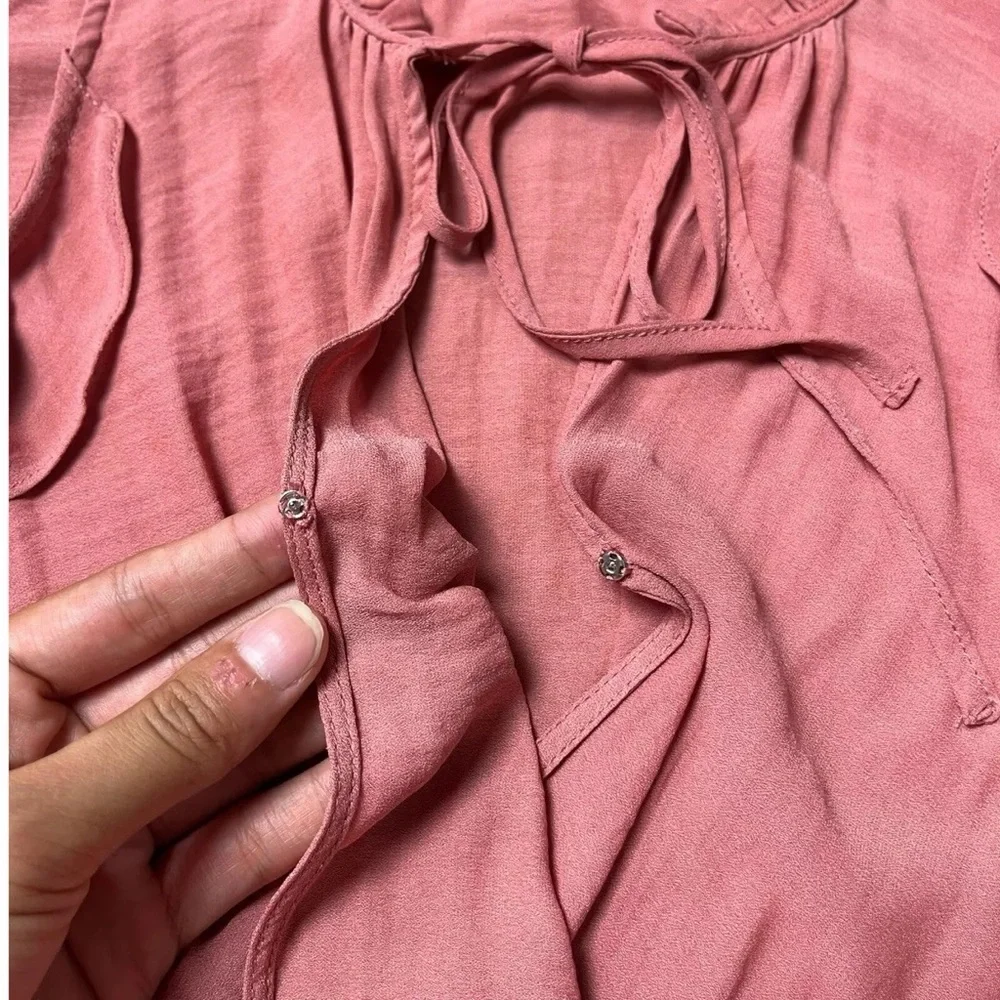 MAEVE Blouse Women XS Coral Cold Shoulder Wrap Front Liesel ANTHROPOLOGIE Top - Picture 8 of 12